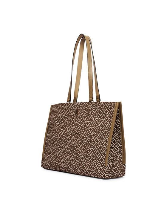 Tommy Hilfiger Tommy Hilfiger Τσάντα Th Jacquard Tote AW0AW19009 Καφέ