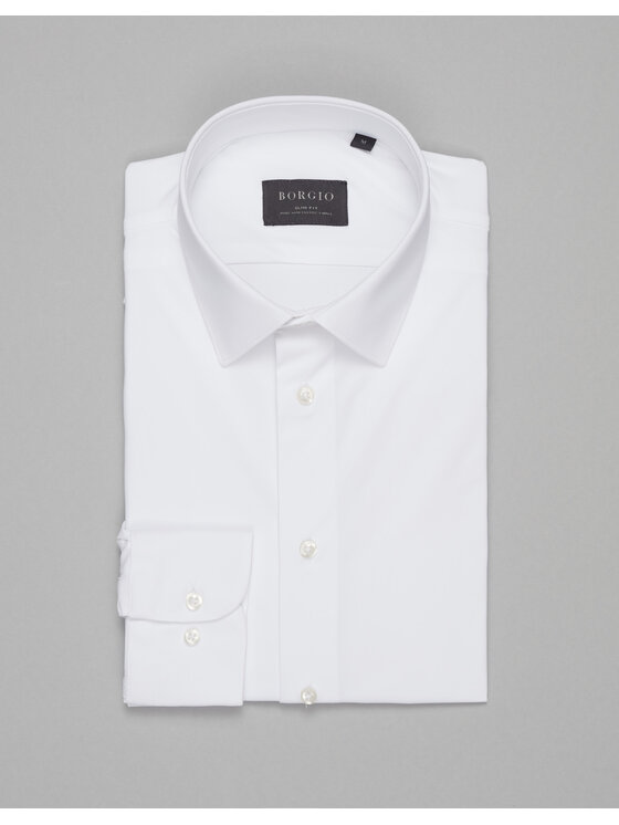 Borgio Borgio Koszula ateleta 00506 Biały Slim Fit