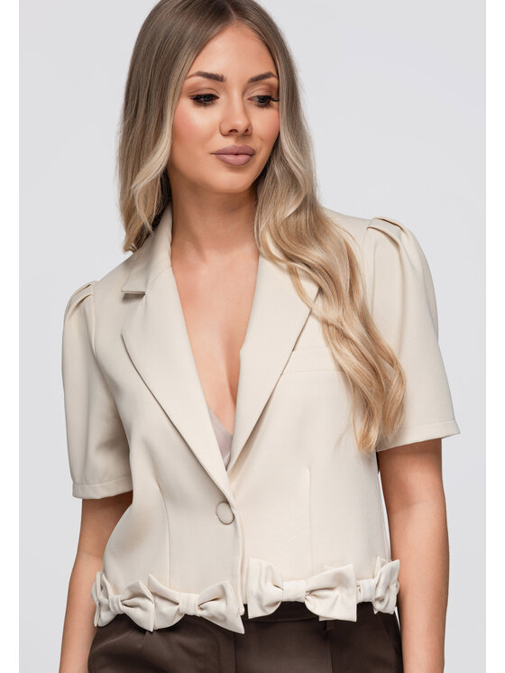 Ombre Ombre Marynarka OW-BL-E0002 Beżowy Slim Fit