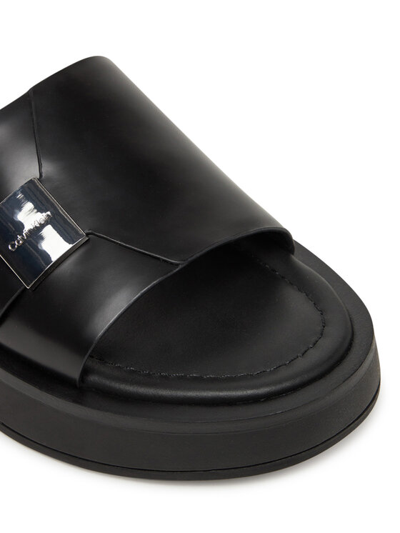 Calvin Klein Calvin Klein Şlapi Flatform Slide W/Ck Hw - Lth HW0HW02368 Negru