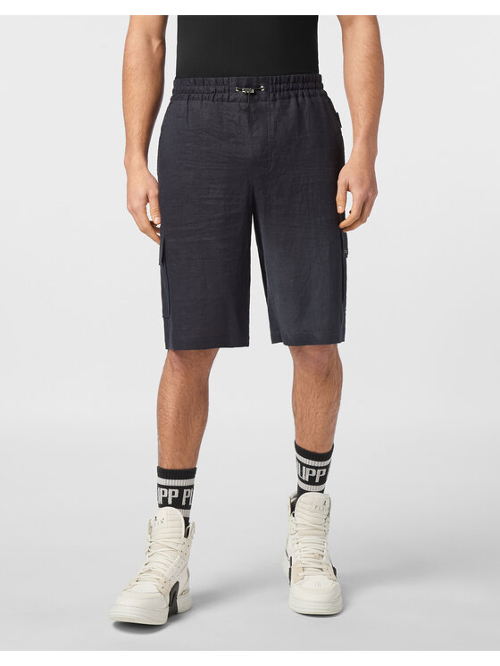 PHILIPP PLEIN PHILIPP PLEIN Šortky z materiálu 24503 Světle modrá Regular Fit
