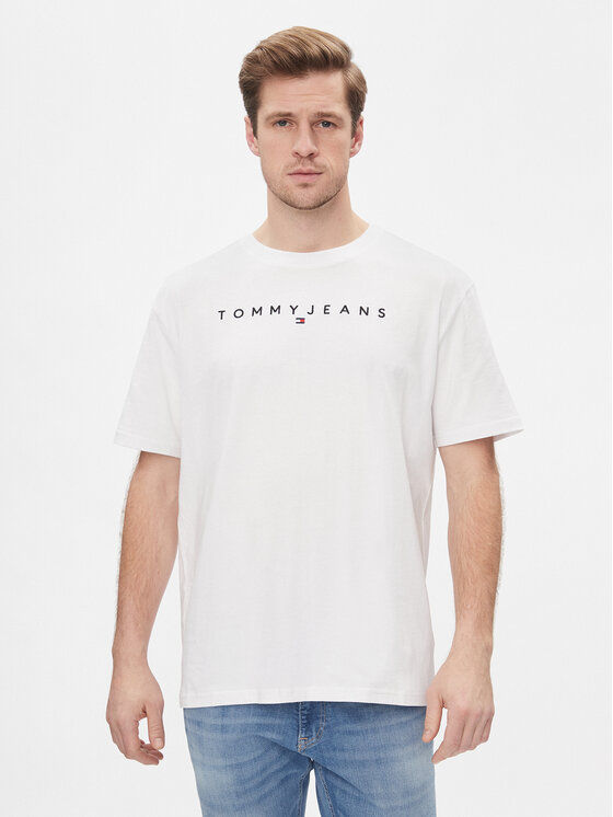 Férfi Póló Tommy Jeans, Méret: L, Fehér, Tjm Reg Linear Logo Tee Ext DM0DM17993