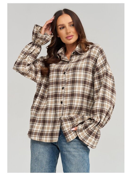 Makadamia Makadamia Koszula C98 Beżowy Loose Fit