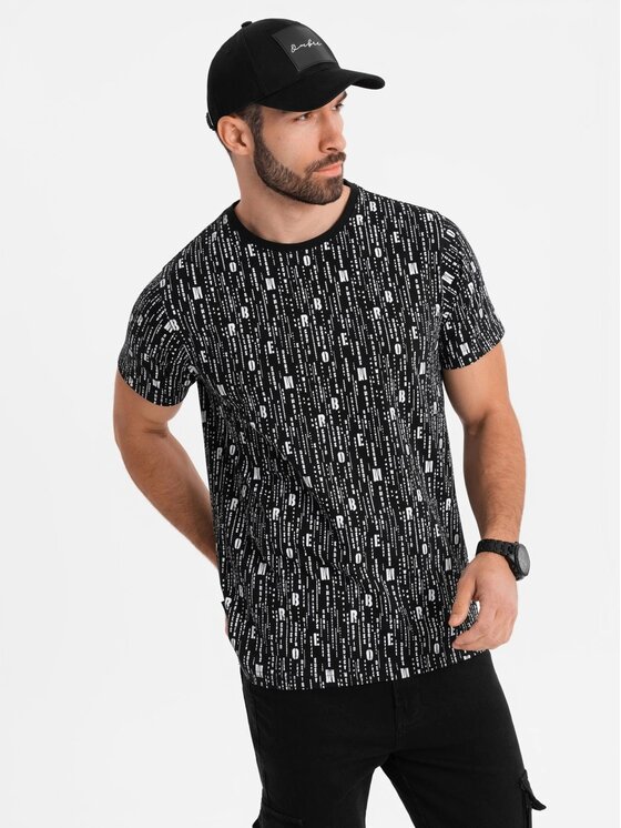 Ombre Ombre T-Shirt OM-TSFP-0225 Czarny Regular Fit