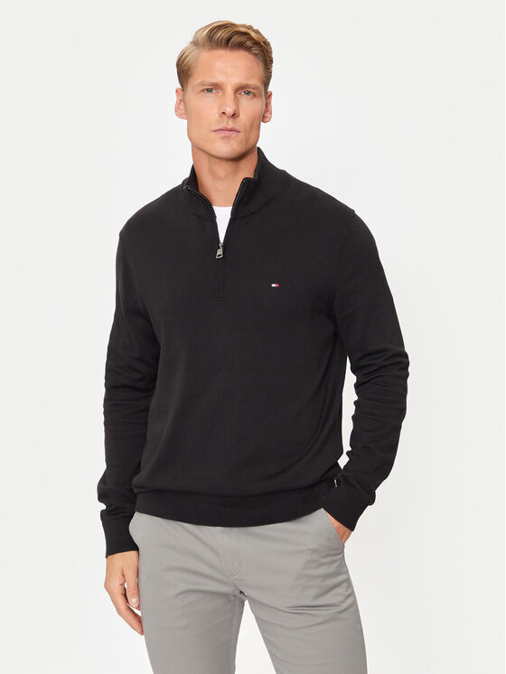 Tommy Hilfiger Pulover Essential MW0MW37331 Negru Regular Fit