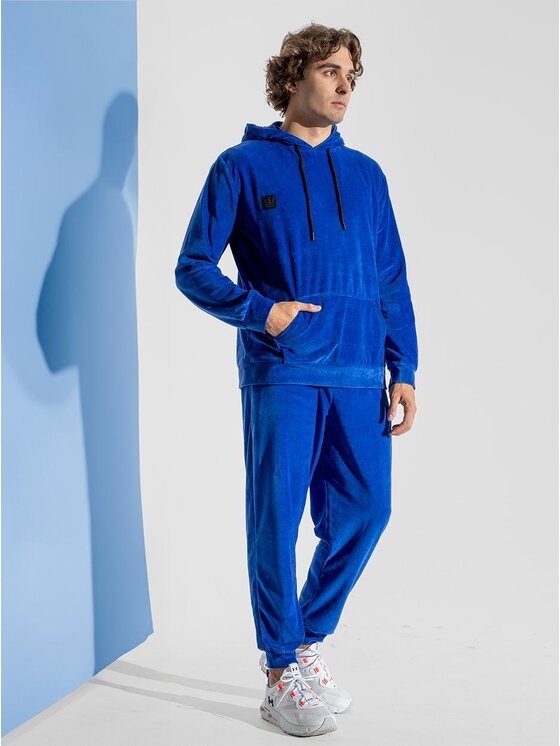 Jigga Wear Jigga Wear Komplet dresowy DRES MĘSKI Welurowy Komplet Dresowy Jigga Opposite Patch Niebieski XXL Niebieski