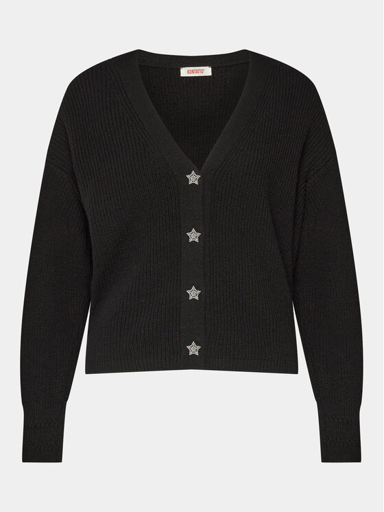 Kontatto Kontatto Strickjacke 3M1216 Schwarz Relaxed Fit