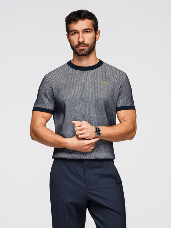 Ombre Ombre T-Shirt OM-TSCT-0265 Granatowy Regular Fit