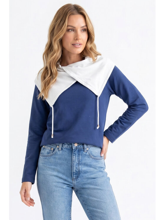 FIGL FIGL Mikina M1365 Tmavomodrá Regular Fit