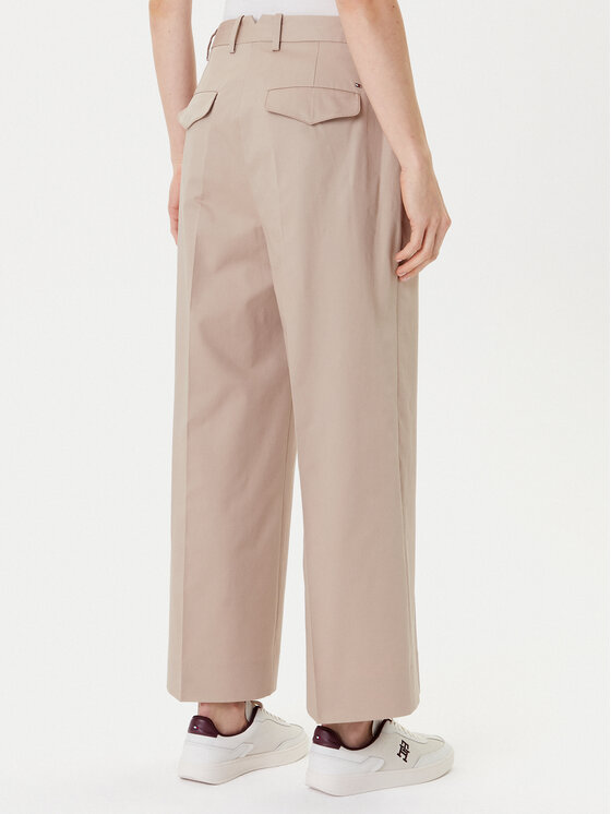 Tommy Hilfiger Tommy Hilfiger Riidest püksid WW0WW45791 Beež Wide Leg