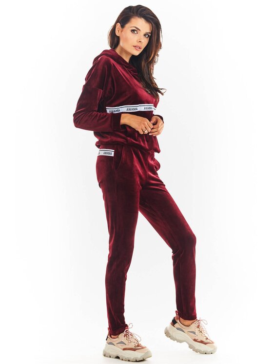Awama Awama Spodnie damskie A372 Bordowy Basic Fit