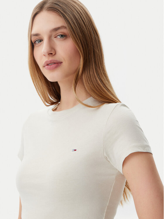 Tommy Jeans Tommy Jeans Póló DW0DW20459 Bézs Slim Fit