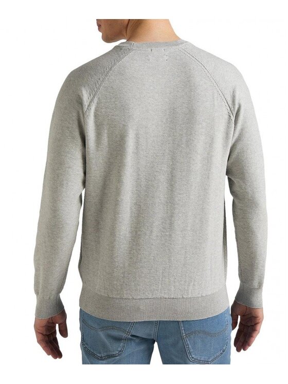Lee Lee Sweter RAGLAN CREW KNIT Szary Regular Fit