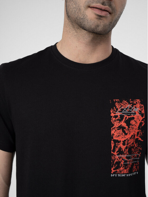 4F 4F T-särk 4FSS23TTSHM487 Must Regular Fit