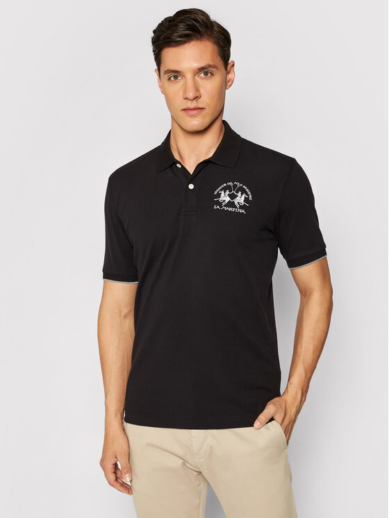 La Martina La Martina Polo majica CCMP01 PK001 Črna Regular Fit