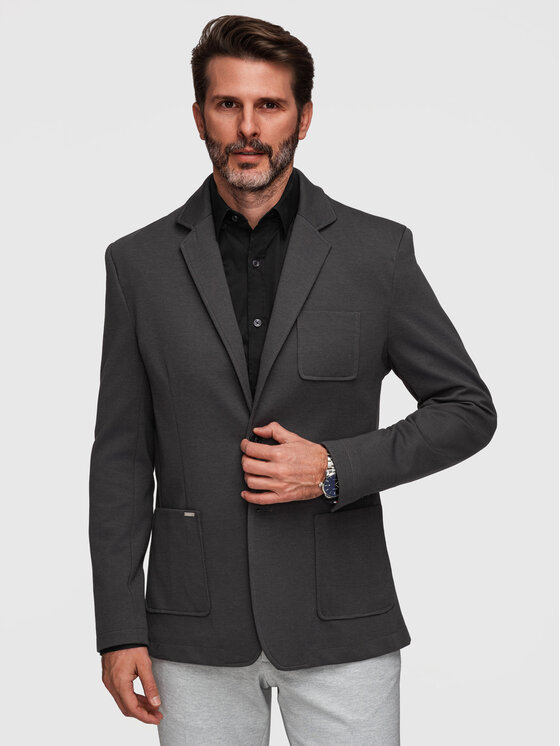 Ombre Ombre Marynarka M165 Szary Slim Fit
