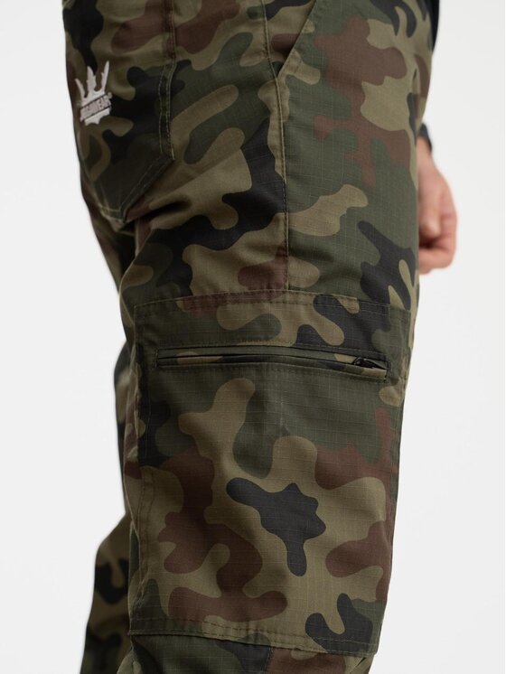 Jigga Wear Jigga Wear Joggery Spodnie Materiałowe Jogger Bojówki Ze Ściągaczem Zielone Camo Jigga Wear Crown Ripstop Cargo 4XL Zielony Regular Fit
