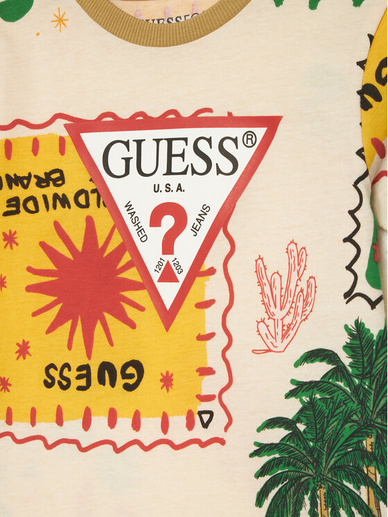 Guess Guess T-shirt N6GI02 K8HM4 Bež Regular Fit
