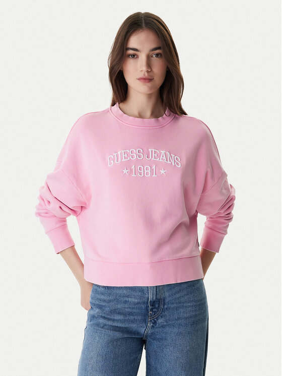 Guess Jeans Bluză W6RQ04 KCPR1 Roz Relaxed Fit