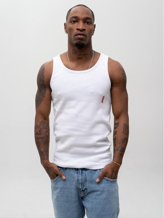 Jigga Wear Jigga Wear Tank top 128524 Klasyczna koszulka bez rękawów Biały Regular Fit