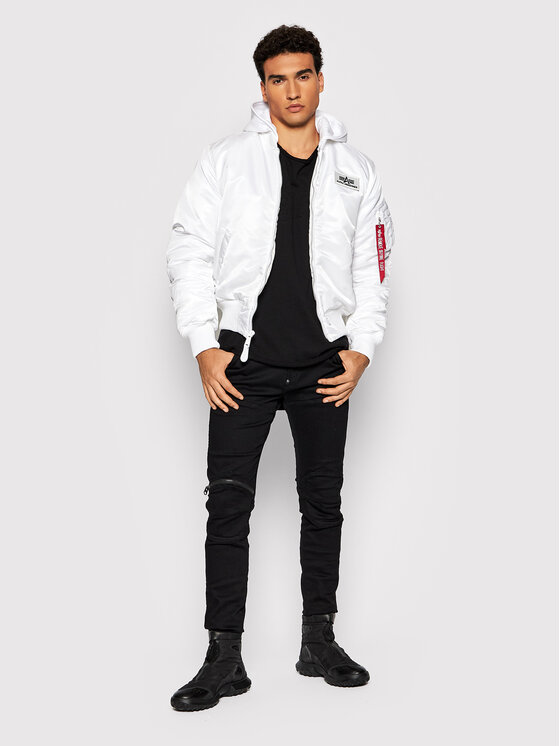 Alpha Industries Alpha Industries Μπόμπερ μπουφάν Back Print 128113 Λευκό Regular Fit