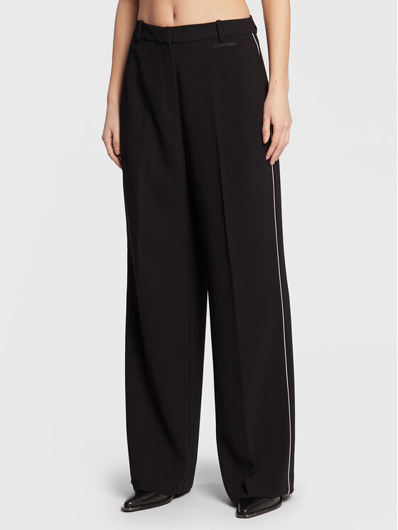 Calvin Klein Calvin Klein Pantaloni di tessuto Crepe Tipping K20K205519 Nero Relaxed Fit