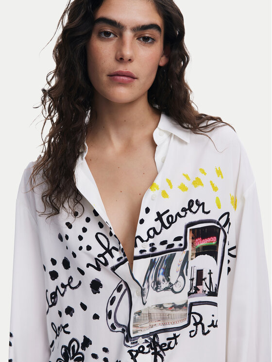 Desigual Desigual Košulja Persefone 25SWCW41 Bijela Loose Fit
