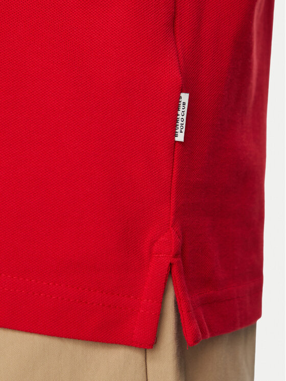 Beverly Hills Polo Club Beverly Hills Polo Club Тениска с яка и копчета P-SS26M-P42560_Navy LogoWRED Червен Regular Fit