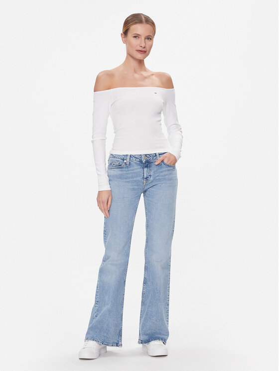 Tommy Jeans Tommy Jeans Bluse DW0DW17535 Weiß Slim Fit