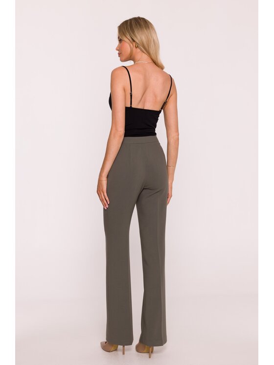 Stylove Stylove Spodnie garniturowe S418 Khaki Wide Leg