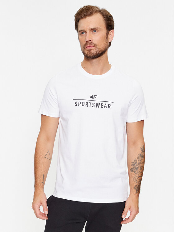 4F 4F T-särk 4FAW23TTSHM0878 Valge Regular Fit
