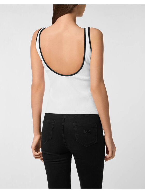 PHILIPP PLEIN PHILIPP PLEIN Tank top 27365 Biały Skin Tight Fit
