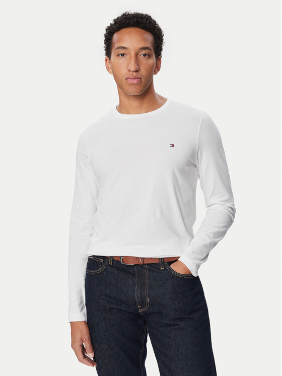 Tommy Hilfiger Tommy Hilfiger Тениска с дълъг ръкав MW0MW10804 Бял Slim Fit