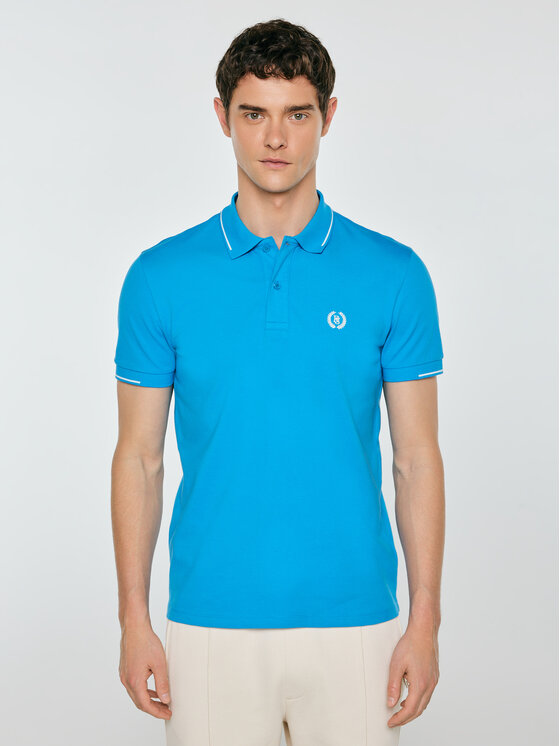 BIG STAR BIG STAR Polo POLIAN Niebieski Slim Fit