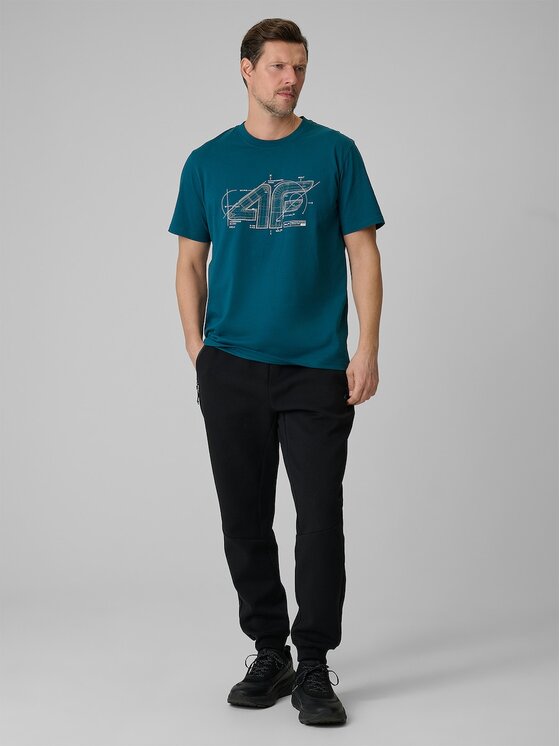 4F 4F T-Shirt COMMERCIAL 12 Turkusowy Regular Fit