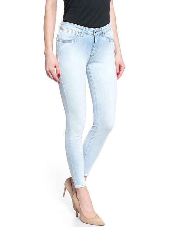 Wrangler Wrangler Jeansy SKINNY CROP Niebieski Skinny Fit