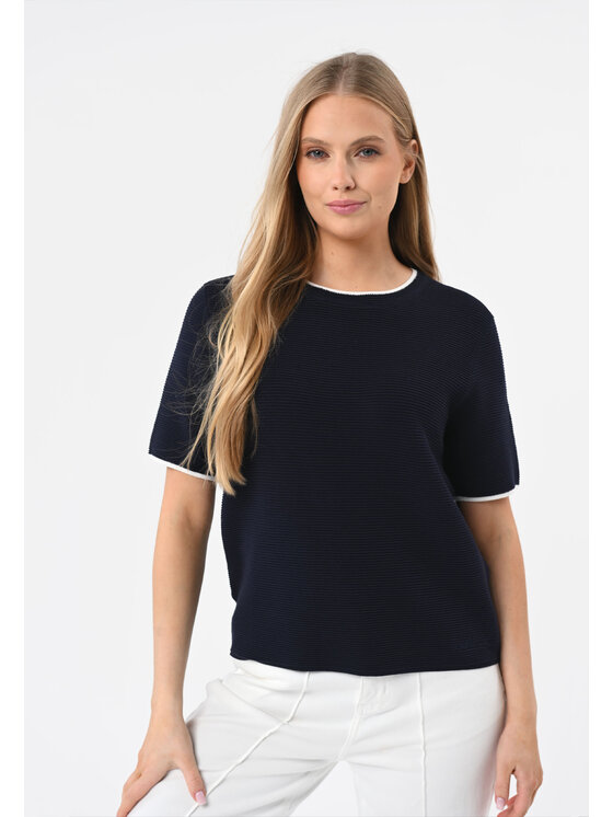 Volcano Volcano Bluzka TM-SANTE Granatowy Regular Fit