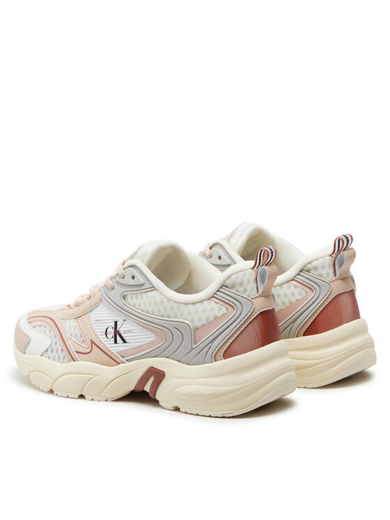 Calvin Klein Jeans Calvin Klein Jeans Laisvalaikio batai Retro Tennis Low Lace Mh Ml Met YW0YW01373 Balta