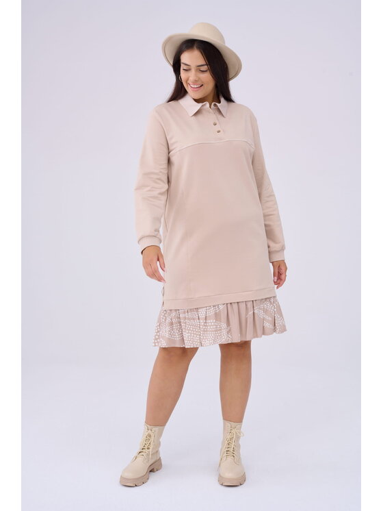 blue shadow blue shadow Sukienka Iga Plus Size Beżowy Standard Fit