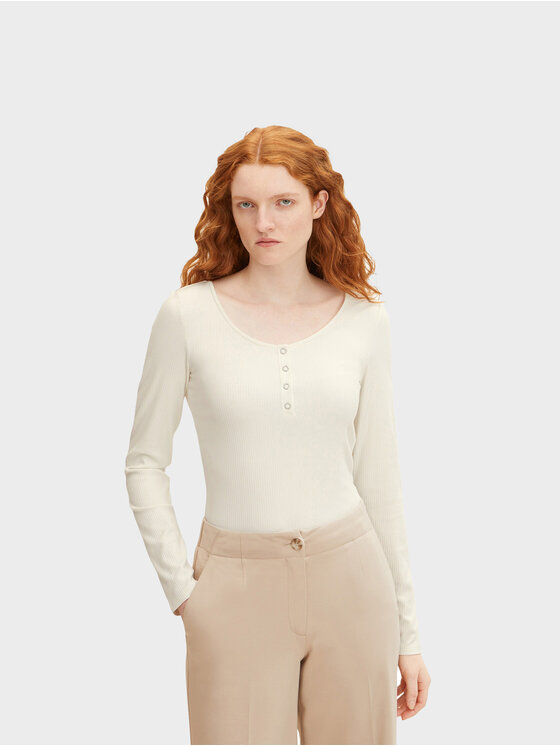 Tom Tailor Denim Tom Tailor Denim Блуза 1032829 Бежов Slim Fit
