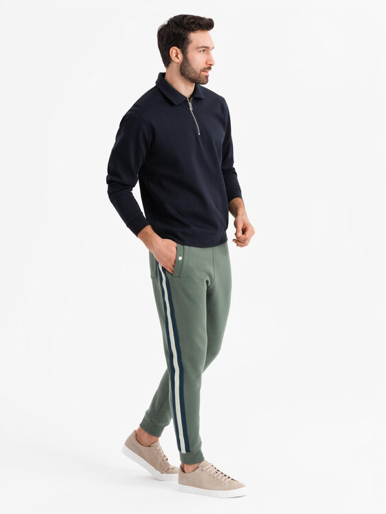 Ombre Ombre Spodnie dresowe OM-PASK-0258 Khaki Regular Fit