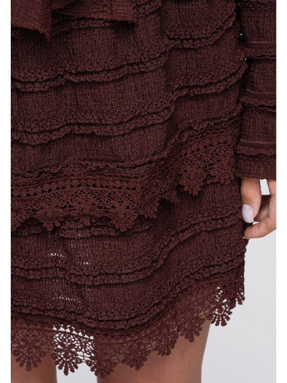 Ombre Ombre Spódnica mini OW-GL-E0015 Brązowy Slim Fit