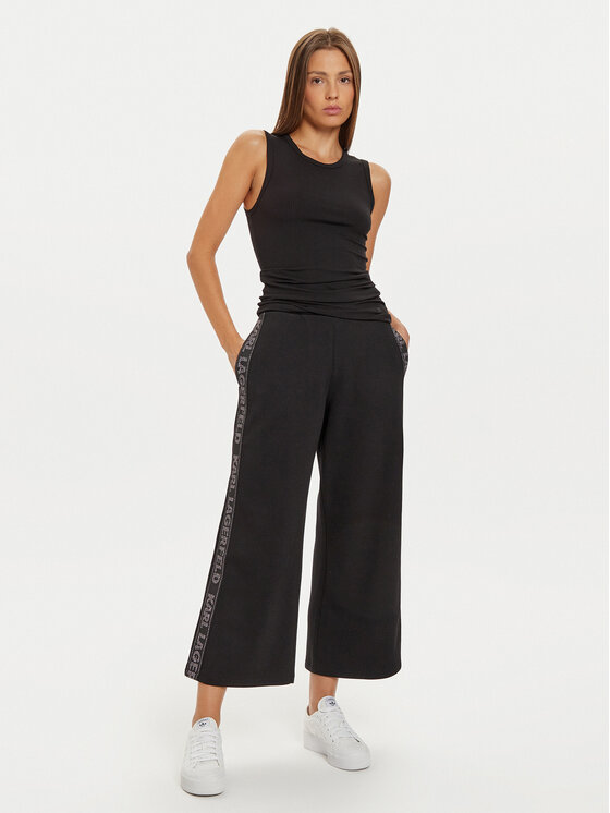 KARL LAGERFELD KARL LAGERFELD Pletene hlače 246W1010 Crna Relaxed Fit