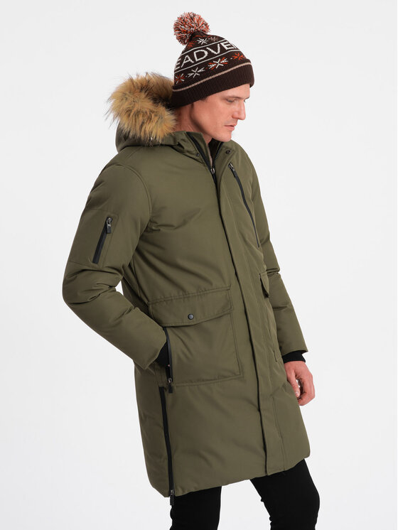 Ombre Ombre Zimní bunda OM-JALJ-0148 Zelená Regular Fit