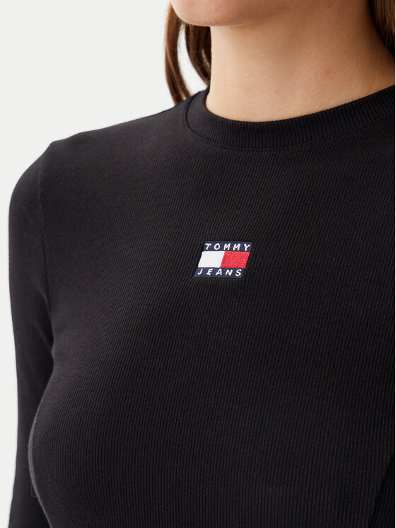Tommy Jeans Tommy Jeans Vsakodnevna obleka Badge DW0DW20666 Črna Slim Fit