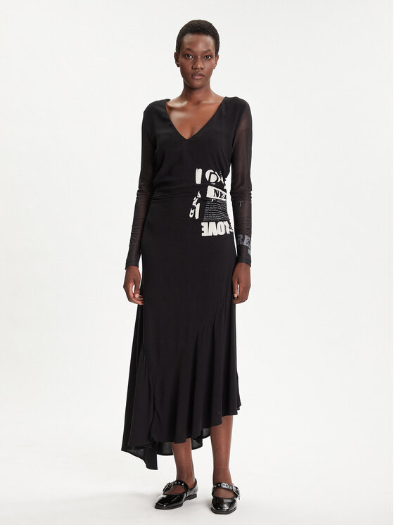 Desigual Desigual Rochie de zi Posinew 25WWVW26 Negru Slim Fit
