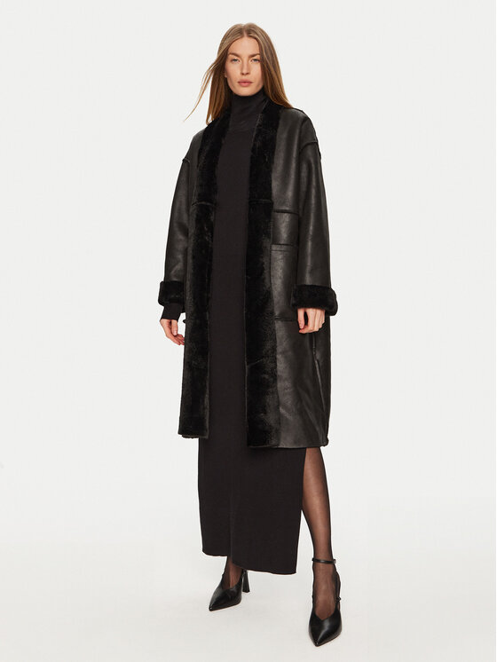 Eleh Cappotto in shearling E00250 Nero Regular Fit, taglia : M_L
