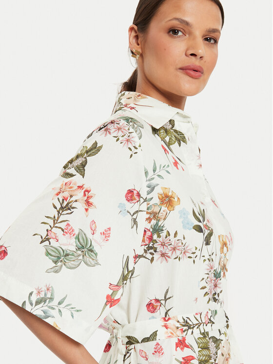 ViCOLO ViCOLO Rochie tip cămașă TB2250 Alb Regular Fit