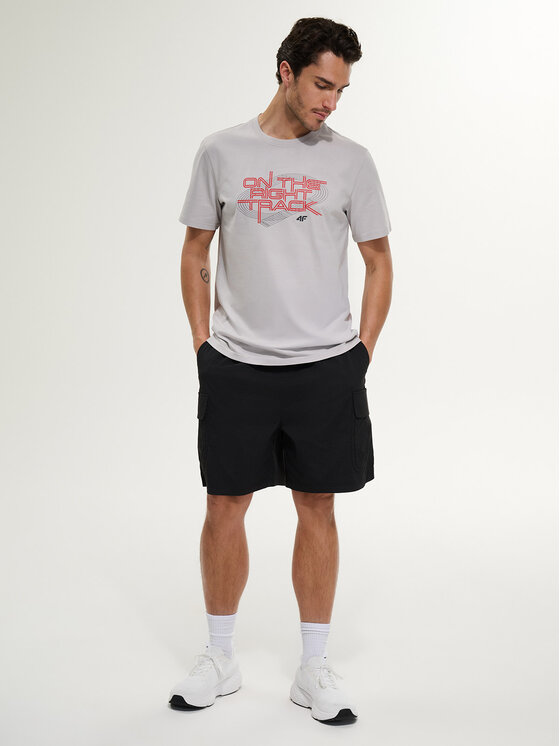 4F 4F T-Shirt MONOCHROME MOVEMENT Szary jasny Regular Fit