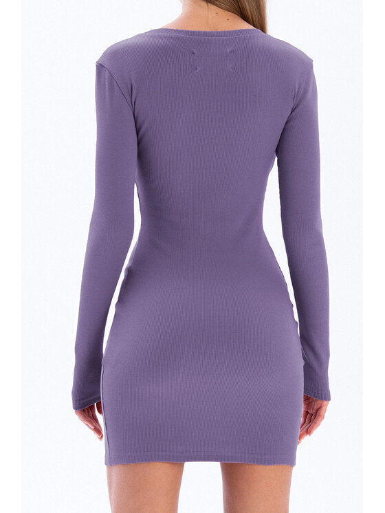 Nudyess Nudyess Vestito di maglia Eos mini z prążka Viola Fitted Fit